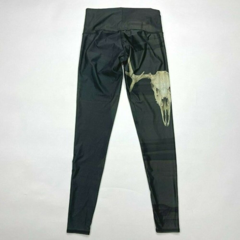 Teeki Deer Medicine Charcoal Hot‎ Pant Stretch Gym Yoga Run Leggings Women Small